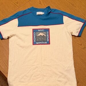 Coach Blue and Cream Graphic T-Shirt
